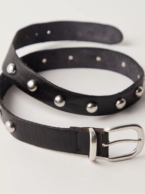 35Z.New Studded Black  Genuine Leather Belt